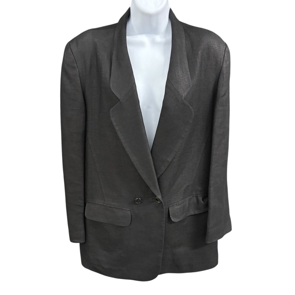 Elliott Lauren Black Linen Feel Blazer Round Collar One Button Women’s Size‎ 10